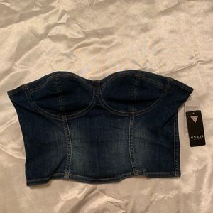 GUESS STRAPLESS JEAN TOP SHORT